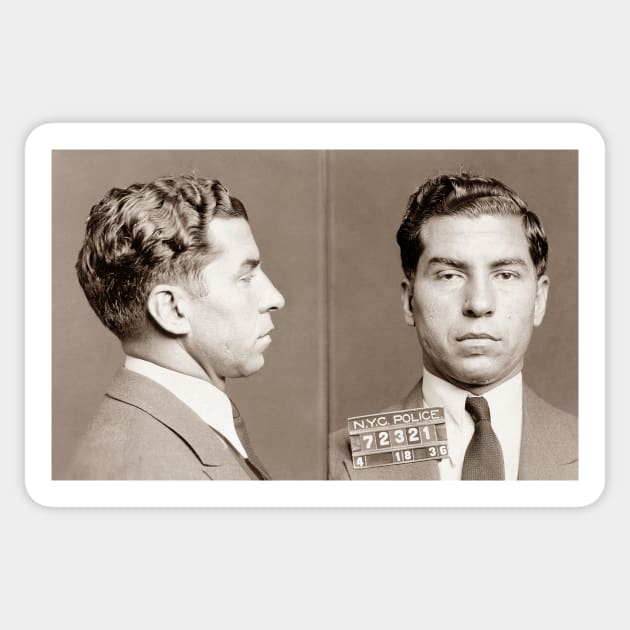 Lucky Luciano Mugshot Sticker by warishellstore